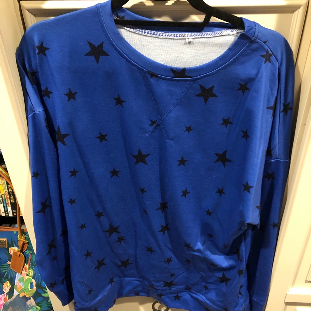 NWOT Knoeasy Royal Blue Star Long Sleeve Top